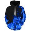 Sweat à Capuche Motif de Flamme avec Poche Kangourou - Bleu 3XL