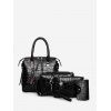 Ensemble de Sac Motif Noir en Cuir 4 Pièces - Noir 