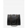 Sac à Bandoulière Cousu Losange Motif de Lettre - Noir 