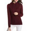 Pull à Capuche en Tricot à Câble à Cordon - Rouge Vineux S