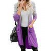 Cardigan Haut Bas Boutonné Teinté avec Poche - Pourpre Tyrian 2XL