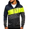 Sweat-shirt à Capuche Zippé en Blocs de Couleurs - Cadetblue M