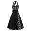 Halter Polka Dot Print Buckle Strap Vintage Dress - BLACK 3XL