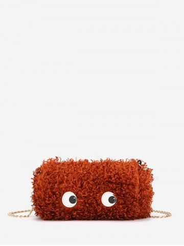 Cartoon Eyes Faux Fur Chain Crossbody Bag
