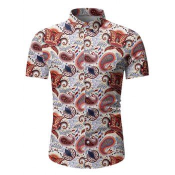 

Paisley Leaf Pattern Short Sleeves Shirt, White