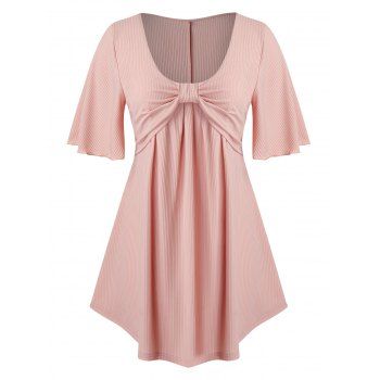 

Plus Size Front Knot Curved T Shirt, Orange pink