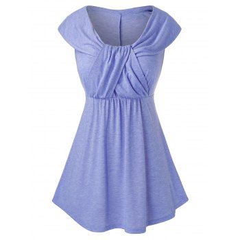 Plus Size Crossover Empire Waist Tank Top, Purple mimosa