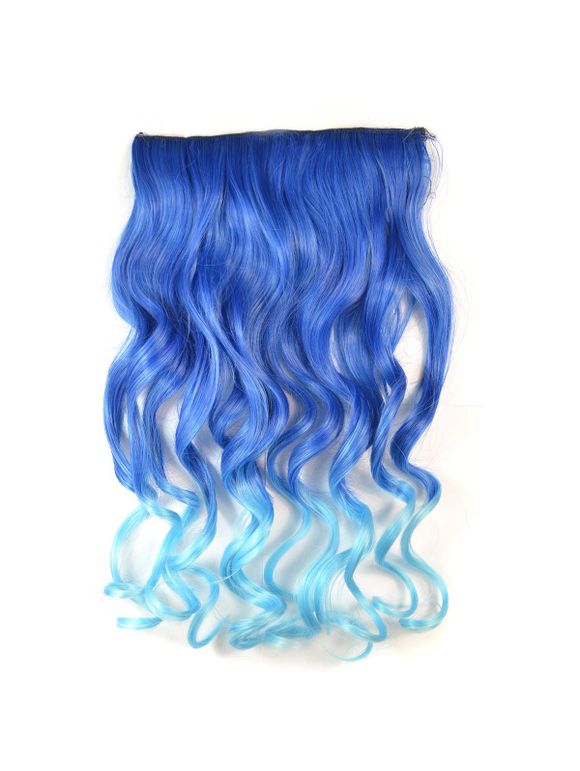 Pièce de Cheveux Synthétique Longue Ombrée Vague de Corps - Bleu Océan 