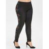 Legging Papillon Imprimé à Taille Haute Grande Taille - Noir L