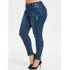 Jean Moulant Déchiré au Lavage Foncé de Grande Taille - Bleu 2X