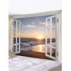 Tapisserie Fenêtre Mer et Coucher du Soleil Imprimés - multicolor W59 X L51 INCH
