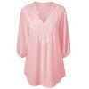 Blouse Applique en Dentelle de Grande Taille en Mousseline - Rose 2X