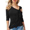 T-shirt Drapé en Avant Noué à Epaule Dénudée - Noir S