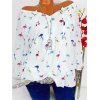 Chemisier Flamant Imprimé de Grande Taille en Mousseline de Soie - Blanc 2X