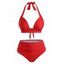 Ruched Push Up High Waisted Bikini Swimsuit - RED 2XL