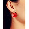 Boucles d'Oreilles Pendantes Motif de Lèvre en Email - Rouge Lave 