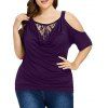 T-shirt à Epaule Dénudée de Grande Taille - Iris Pourpre 5X