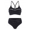 Maillot de Bain Bikini Croisé Métallique à Paillettes à Volants - Noir M