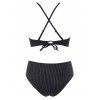 Maillot de Bain Bikini Croisé Métallique à Paillettes à Volants - Noir M