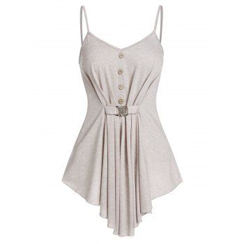 Image of Buckle Embellished Flare Tank Top