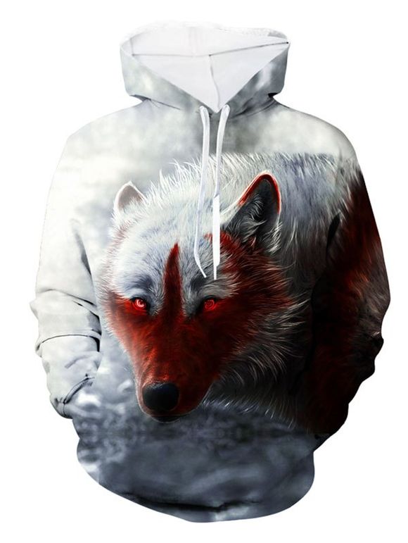 Sweat à Capuche Motif de Loup avec Sang avec Poche - multicolor 4XL