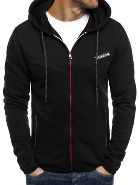 Sweat-shirt Décontracté Zippé Motif de Lettre - Noir XS