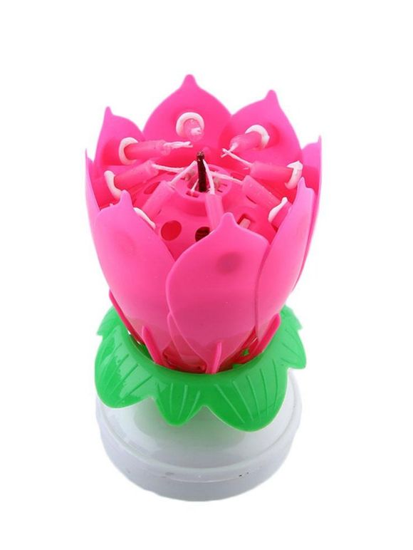 Bougies d'Anniversaire en Forme de Lotus à Double Couche - Rose 