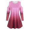 Ombre ouverte épaule Plus Size Top Longline - Rouge Vineux 1X