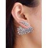 Boucles d'Oreilles Plume avec Strass Une-Pièce - Argent 