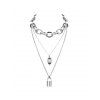 Punk Key Lock Pendant Multilayered Chain Necklace - SILVER 