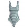 Backless Plaid One-piece Swimsuit - SEA GREEN XL