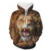 Sweat à Capuche Lion Animal Imprimés avec Poche - Brun Ours 4XL