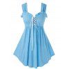 Débardeur à Lacets à Taille Haute Grande Taille à Volants - Bleu de Soie 5X