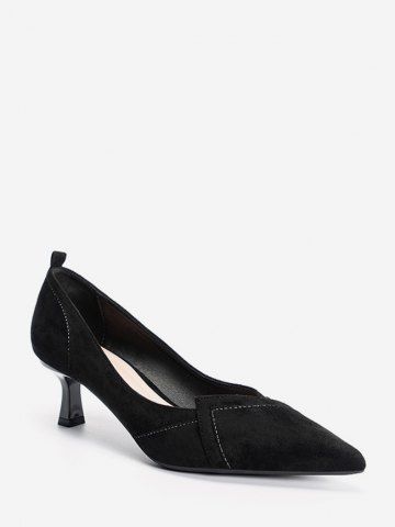 Pointed Toe Mid Heel Suede Basic Pumps