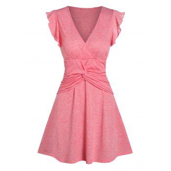 

Plunging Neck Front Twist Dress, Pink
