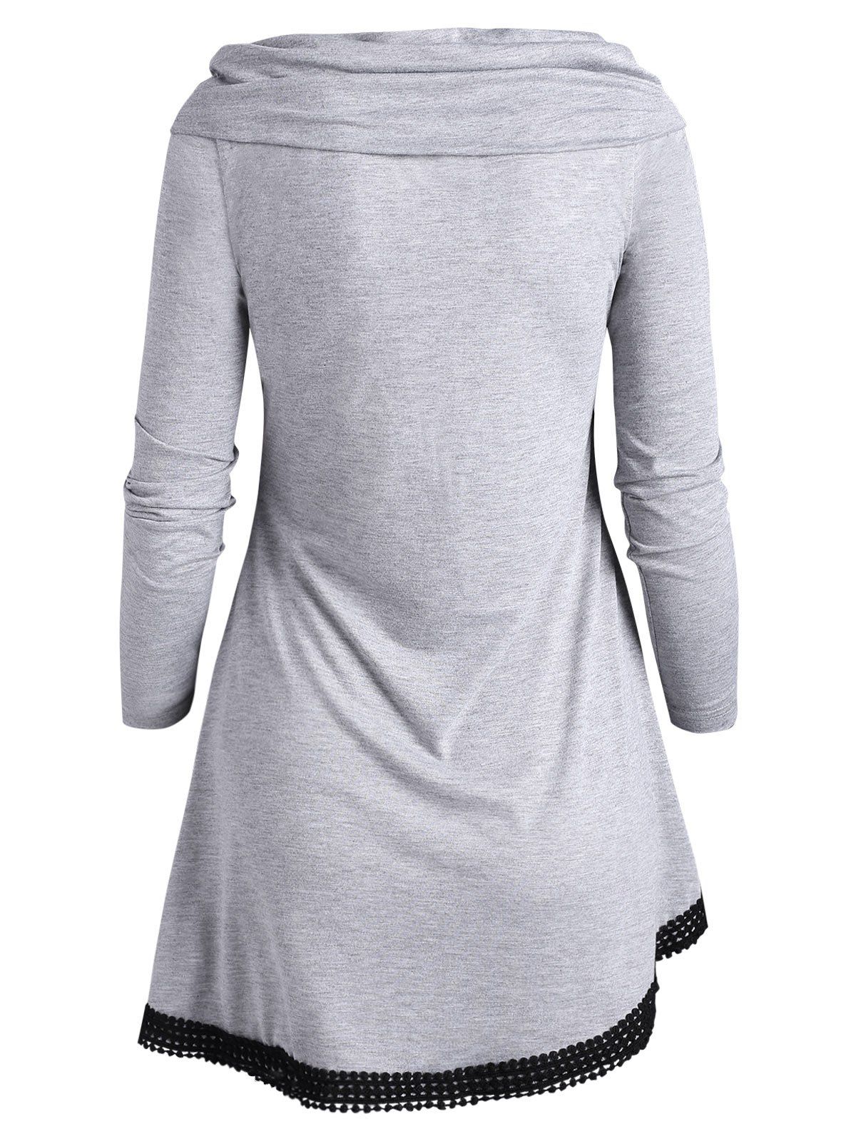 Foldover Off Shoulder Lace Up Colorblock Knitwear - BLACK M