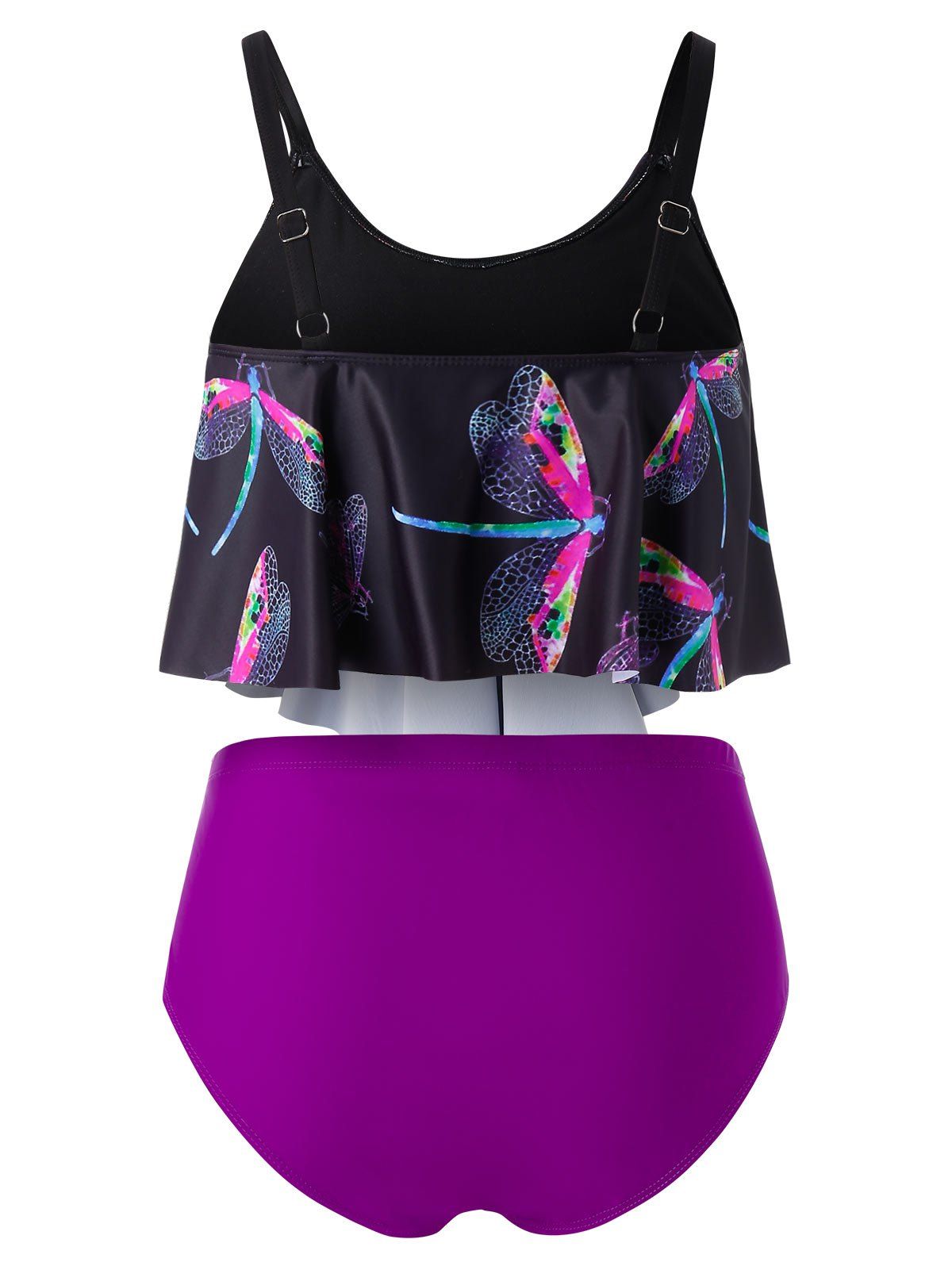 [29% OFF] 2021 Plus Size Dragonfly Print Ruched Tankini Swimsuit In ...