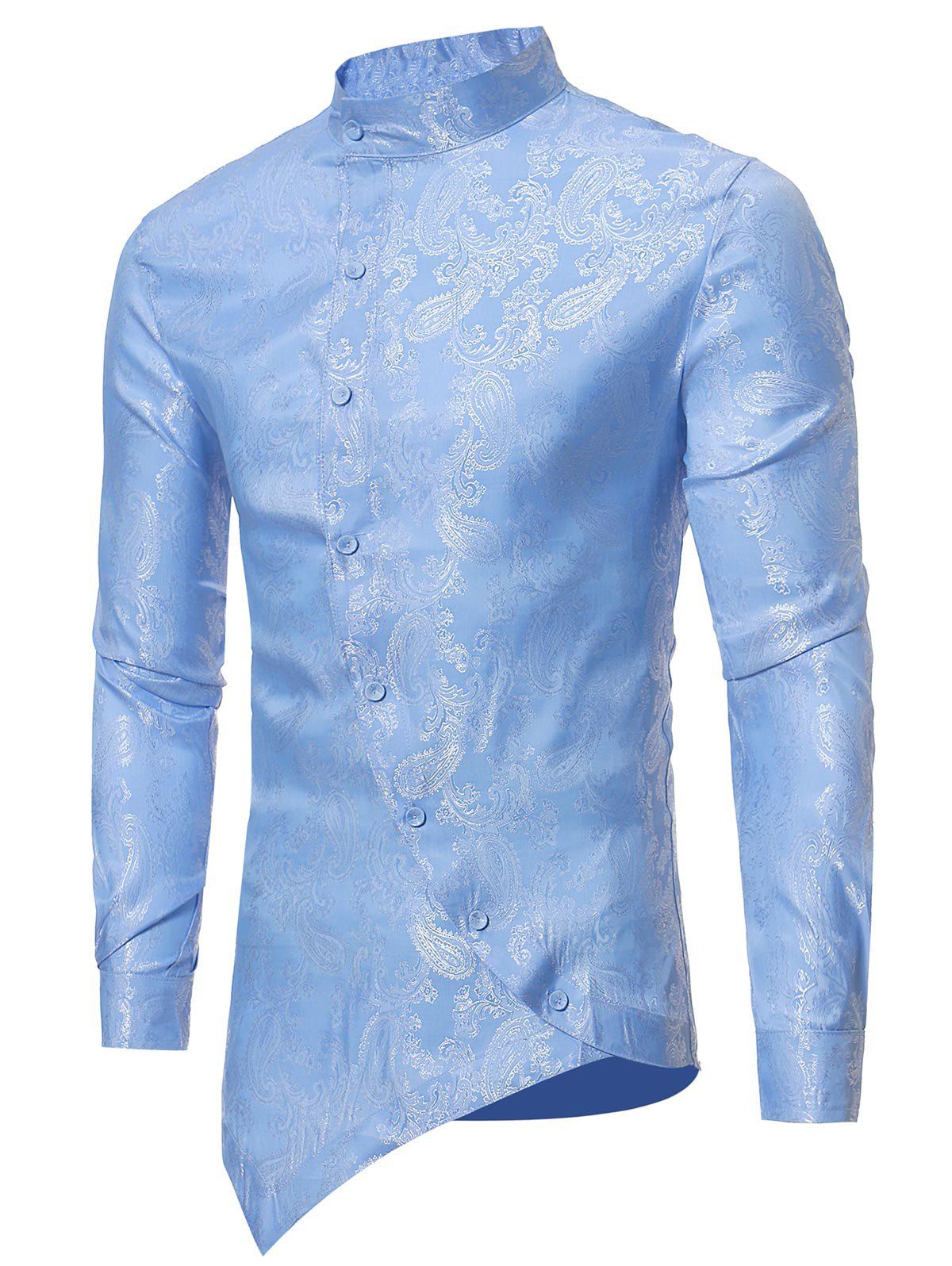 [33% OFF] 2021 Ethnic Paisley Pattern Long Sleeves Shirt In LIGHT BLUE ...