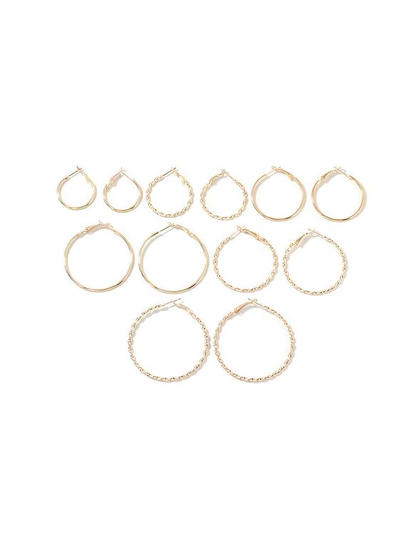 Ensemble de Boucles d'Oreilles Simples au Crochet 6 Pièces - Or 