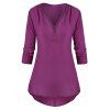 Tab Zip avant manches Haut Bas Plus Size Blouse - Orchidée Foncée L