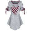 T-shirt Déchiré Motif de Cœur avec Nœud Papillon Saint-Valentin - Cendre gris M