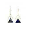 Boucles d'Oreilles Pendantes Evidées Triangle Marbrées - Bleu 