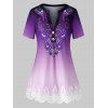 T-shirt Guipure Ombré Imprimé en Dentelle de Grande Taille à Manches Courtes - multicolor 2X