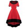 Robe de Soirée Mi-Longue Haute Basse en Fausse Fourrure de Grande Taille - Rouge 5X