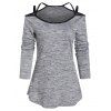 T-shirt à Bretelle Teinté Imprimé à Epaule Ouverte - Cendre gris L
