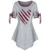 T-shirt Déchiré Motif de Cœur avec Nœud Papillon Saint-Valentin - Cendre gris 3XL