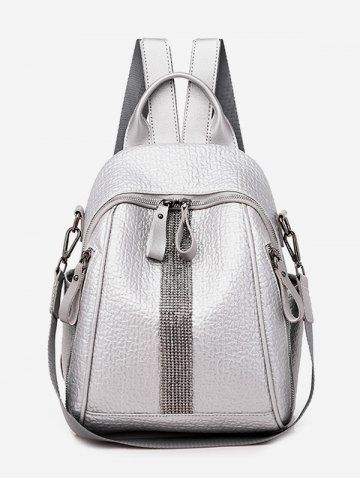 PU Rhinestone Zipper Backpack