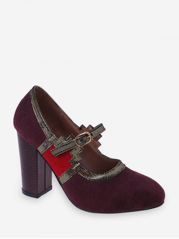 Sequin Trim Stacked Super High Heel Pumps