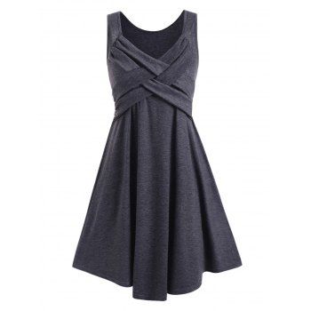 

Plus Size Sweetheart Criss Cross Longline Tank Top, Gray