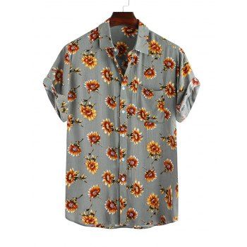 Flower Print Short Sleeve Button Shirt